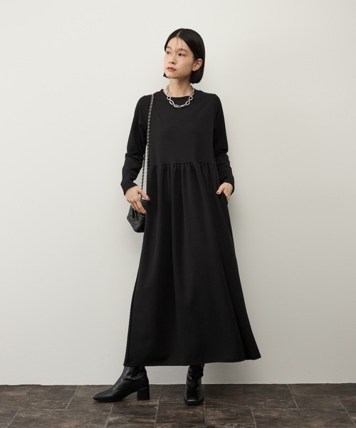 Shelly island（シェリーアイランド）の「ウエスト切り替フレアワンピース（ワンピース・レディース・ベージュ/ブラック・FREE）」の2枚目の写真