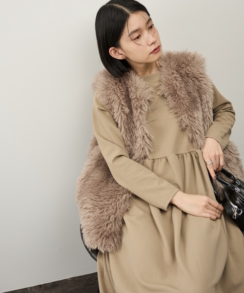 Shelly island（シェリーアイランド）の「ウエスト切り替フレアワンピース（ワンピース・レディース・ベージュ/ブラック・FREE）」の14枚目の写真