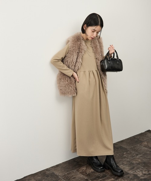 Shelly island（シェリーアイランド）の「ウエスト切り替フレアワンピース（ワンピース・レディース・ベージュ/ブラック・FREE）」の17枚目の写真