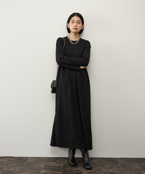 Shelly island（シェリーアイランド）の「ウエスト切り替フレアワンピース（ワンピース・レディース・ベージュ/ブラック・FREE）」の6枚目の写真