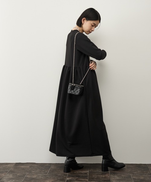 Shelly island（シェリーアイランド）の「ウエスト切り替フレアワンピース（ワンピース・レディース・ベージュ/ブラック・FREE）」の7枚目の写真