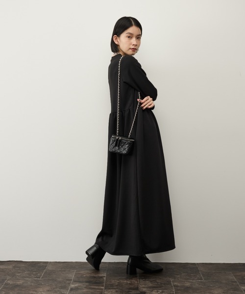 Shelly island（シェリーアイランド）の「ウエスト切り替フレアワンピース（ワンピース・レディース・ベージュ/ブラック・FREE）」の8枚目の写真