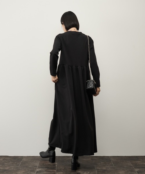 Shelly island（シェリーアイランド）の「ウエスト切り替フレアワンピース（ワンピース・レディース・ベージュ/ブラック・FREE）」の9枚目の写真