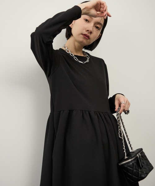 Shelly island（シェリーアイランド）の「ウエスト切り替フレアワンピース（ワンピース・レディース・ベージュ/ブラック・FREE）」の5枚目の写真