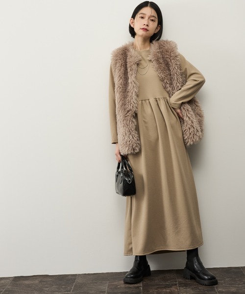 Shelly island（シェリーアイランド）の「ウエスト切り替フレアワンピース（ワンピース・レディース・ベージュ/ブラック・FREE）」の21枚目の写真