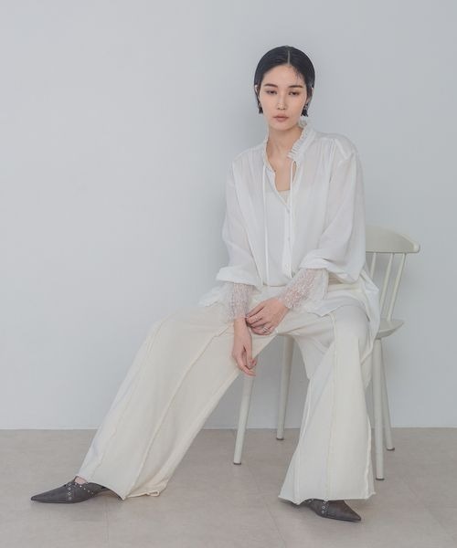 JEANASIS（ジーナシス）の「アウトシームウラケワイドパンツ/289639（スウェットパンツ・レディース・オフホワイト/ブラック系その他/杢グレー・FREE）」の16枚目の写真