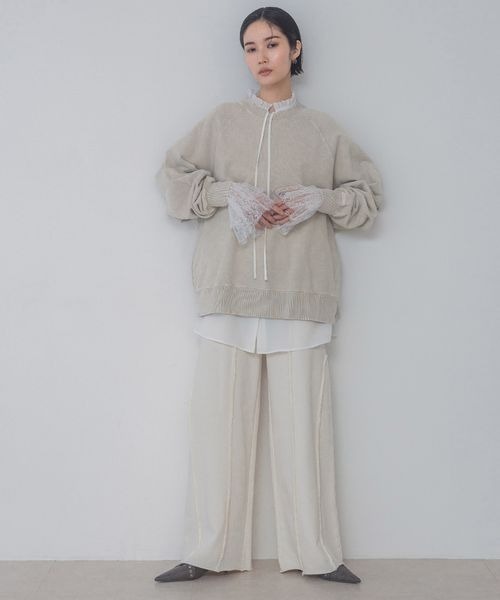 JEANASIS（ジーナシス）の「アウトシームウラケワイドパンツ/289639（スウェットパンツ・レディース・オフホワイト/ブラック系その他/杢グレー・FREE）」の17枚目の写真