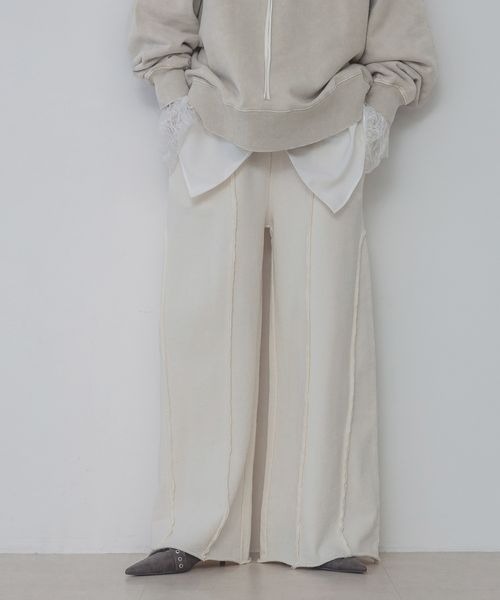 JEANASIS（ジーナシス）の「アウトシームウラケワイドパンツ/289639（スウェットパンツ・レディース・オフホワイト/ブラック系その他/杢グレー・FREE）」の19枚目の写真