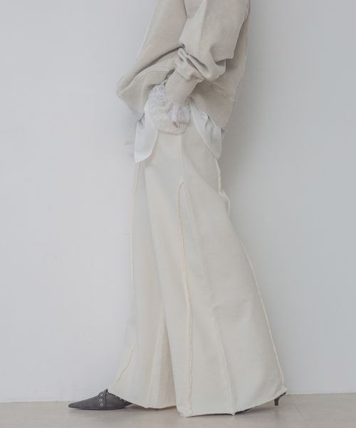 JEANASIS（ジーナシス）の「アウトシームウラケワイドパンツ/289639（スウェットパンツ・レディース・オフホワイト/ブラック系その他/杢グレー・FREE）」の20枚目の写真