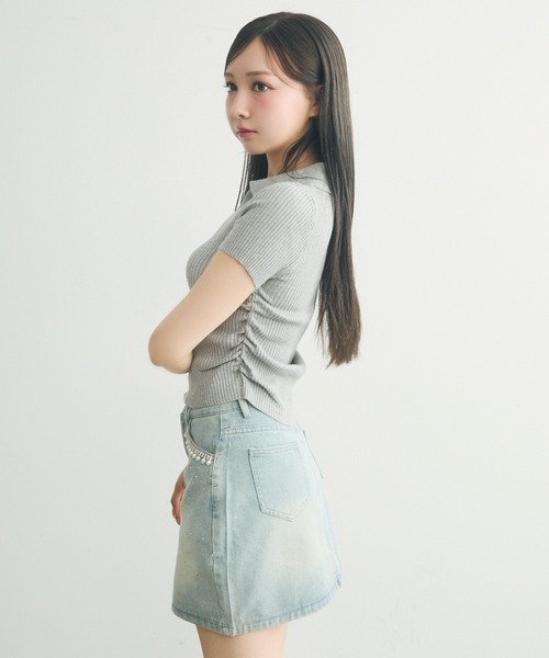 【ヨウ】[L.B CANDY STOCK]ビジューデニムミニスカート スタッズデニムGALミニスカート – レディースファッション通販の