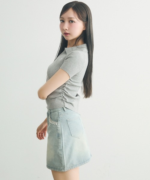 TITTY&CO.（ティティーアンドコー）の「ビジュー付きデニムミニスカート（デニムスカート・レディース・ブルー・M/S）」の12枚目の写真