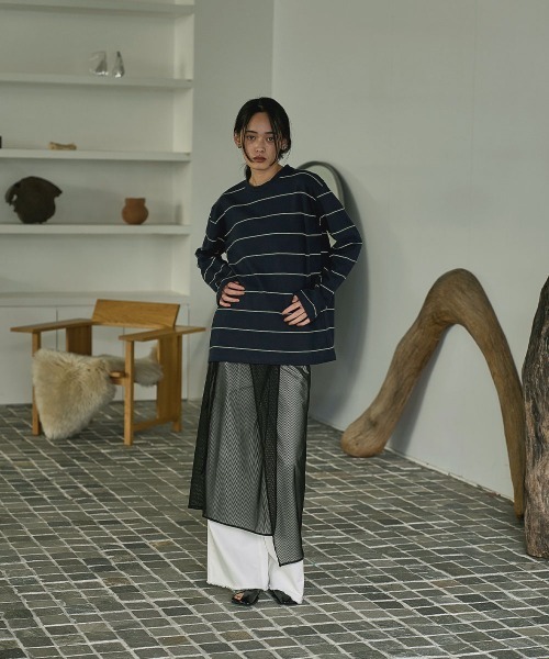 marjour（マージュール）の「STRIPE SHEER WRAP SKIRT（スカート・レディース・アイボリー/ブラック・MEDIUM）」の13枚目の写真