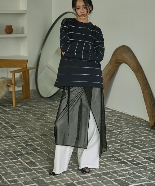 marjour（マージュール）の「STRIPE SHEER WRAP SKIRT（スカート・レディース・アイボリー/ブラック・MEDIUM）」の16枚目の写真