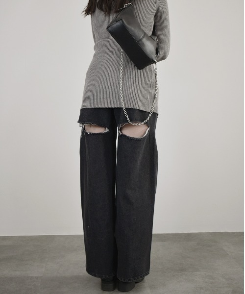 バックカットアウトワイドデニム／back cut out wide denim