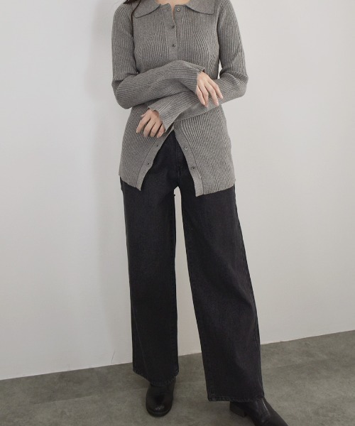 バックカットアウトワイドデニム／back cut out wide denim ロング丈