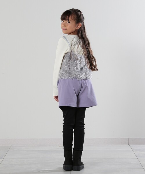 SHOO・LA・RUE(シューラルー)の「◆【110-140cm】ストレッチ裏起毛フリルポケットショートパンツ(その他パンツ・キッズ・パープル/ブラック・14/12/11/13)」の4枚目の写真