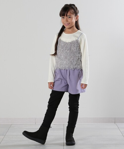 SHOO・LA・RUE(シューラルー)の「◆【110-140cm】ストレッチ裏起毛フリルポケットショートパンツ(その他パンツ・キッズ・パープル/ブラック・14/12/11/13)」の5枚目の写真