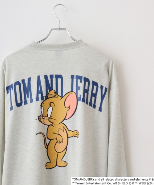 FUNALIVE（ファンアライブ）の「TOM&JERRY Back print long sleeve top / バックプリント 長袖カットソー オーバートレーナー unisex（Tシャツ/カットソー・メンズ・ホワイト系/ブラック/ホワイト系1/杢グレー/ダークグリーン/ネイビー系/グレー系/チャコールグレー/ベージュ系/ダークグリーン系/ネイビー系1/オートミール/チャコール/ベージュ/ネイビー/ブラック系・L/XL/M）」の3枚目の写真