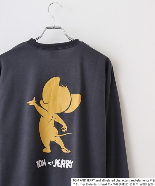 FUNALIVE（ファンアライブ）の「TOM&JERRY Back print long sleeve top / バックプリント 長袖カットソー オーバートレーナー unisex（Tシャツ/カットソー・メンズ・ホワイト系/ブラック/ホワイト系1/杢グレー/ダークグリーン/ネイビー系/グレー系/チャコールグレー/ベージュ系/ダークグリーン系/ネイビー系1/オートミール/チャコール/ベージュ/ネイビー/ブラック系・L/XL/M）」の8枚目の写真
