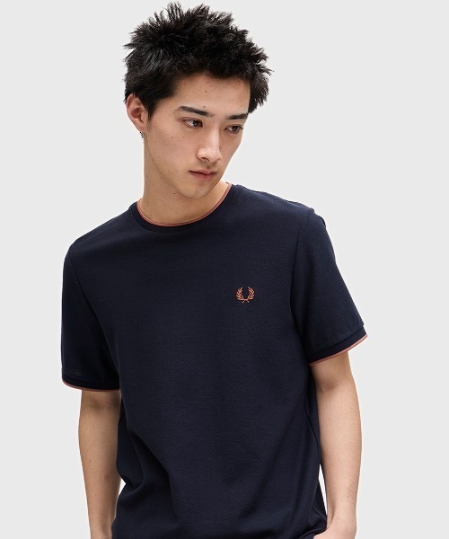 【美品】 FRED PERRY フレッドペリー クレープピケTシャツ セール】Crepe Pique T-Shirt／クレープピケTシャツ（Tシャツ