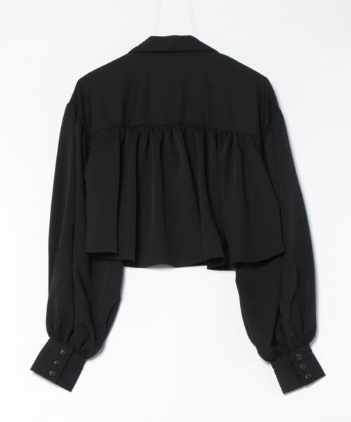 STYLEBLOCK（スタイルブロック）の「ツイルクロップドギャザーブラウス（シャツ/ブラウス・レディース・ブラック/グレイッシュベージュ/ブルー/ホワイト系その他・M）」の5枚目の写真