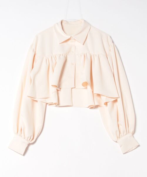 STYLEBLOCK（スタイルブロック）の「ツイルクロップドギャザーブラウス（シャツ/ブラウス・レディース・ブラック/グレイッシュベージュ/ブルー/ホワイト系その他・M）」の6枚目の写真