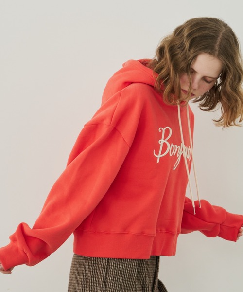 Unitage（ユニテージ）の「裏起毛bonnjourパーカー（パーカー・レディース・レッド/アイボリー/チャコールグレー・FREE）」の19枚目の写真