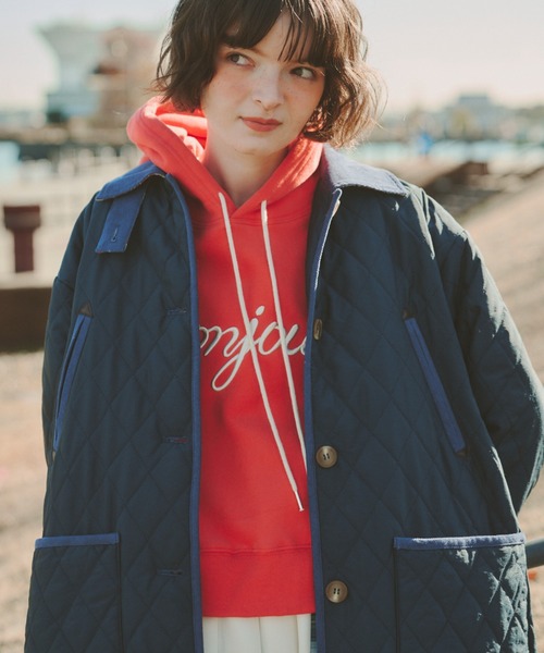 Unitage（ユニテージ）の「裏起毛bonnjourパーカー（パーカー・レディース・レッド/アイボリー/チャコールグレー・FREE）」の9枚目の写真