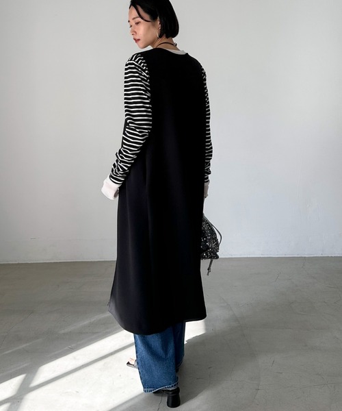 Doux archives(ドゥアルシーヴ)の「3WAY ZIPワンピ(ワンピース・レディース・ベージュ/ブラック・38)」の6枚目の写真