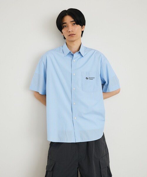 City Ambient Products(シティアンビエントプロダクツ)の「City Ambient Products: レギュラーカラー ブロード オーバー シャツ (半袖)(Tシャツ/カットソー・メンズ・グリーン/ブラック/ライトブルー/ブルー・LARGE/MEDIUM/SMALL)」の7枚目の写真