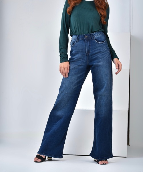 London Denim(ロンドンデニム)の「London Denim(Hampton)Ultra wide Buggy(デニムパンツ・レディース・ダークインディゴブルー/インディゴブルー・S/M/L/LL)」の3枚目の写真