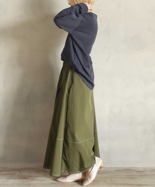 BITTOKO（ビットコ）の「定番ワッフル切替ロンT（Tシャツ/カットソー・レディース・サックスブルー/オレンジ/パープル/ネイビー/ホワイト・FREE）」の7枚目の写真