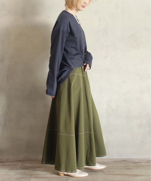 BITTOKO（ビットコ）の「定番ワッフル切替ロンT（Tシャツ/カットソー・レディース・サックスブルー/オレンジ/パープル/ネイビー/ホワイト・FREE）」の9枚目の写真