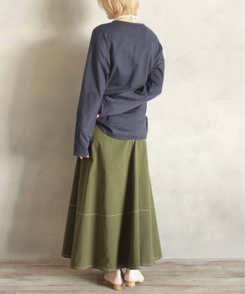 BITTOKO（ビットコ）の「定番ワッフル切替ロンT（Tシャツ/カットソー・レディース・サックスブルー/オレンジ/パープル/ネイビー/ホワイト・FREE）」の11枚目の写真