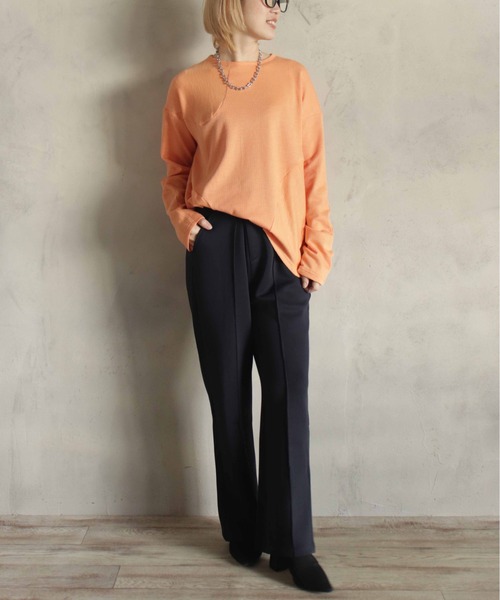 BITTOKO（ビットコ）の「定番ワッフル切替ロンT（Tシャツ/カットソー・レディース・サックスブルー/オレンジ/パープル/ネイビー/ホワイト・FREE）」の18枚目の写真