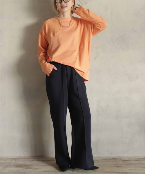 BITTOKO（ビットコ）の「定番ワッフル切替ロンT（Tシャツ/カットソー・レディース・サックスブルー/オレンジ/パープル/ネイビー/ホワイト・FREE）」の19枚目の写真