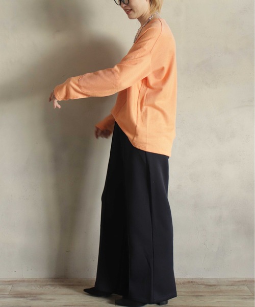 BITTOKO（ビットコ）の「定番ワッフル切替ロンT（Tシャツ/カットソー・レディース・サックスブルー/オレンジ/パープル/ネイビー/ホワイト・FREE）」の21枚目の写真