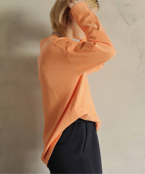 BITTOKO（ビットコ）の「定番ワッフル切替ロンT（Tシャツ/カットソー・レディース・サックスブルー/オレンジ/パープル/ネイビー/ホワイト・FREE）」の22枚目の写真