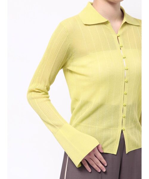 LAGUNAMOON（ラグナムーン）の「シャツカラーシアーニットプルオーバー（Tシャツ/カットソー・レディース・ブラック/アイボリー/グリーン・FREE）」の6枚目の写真