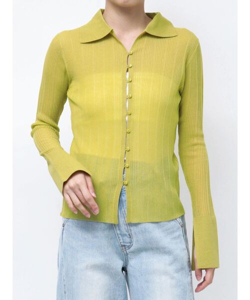 LAGUNAMOON（ラグナムーン）の「シャツカラーシアーニットプルオーバー（Tシャツ/カットソー・レディース・ブラック/アイボリー/グリーン・FREE）」の15枚目の写真