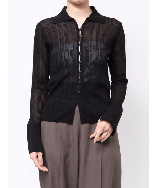 LAGUNAMOON（ラグナムーン）の「シャツカラーシアーニットプルオーバー（Tシャツ/カットソー・レディース・ブラック/アイボリー/グリーン・FREE）」の16枚目の写真