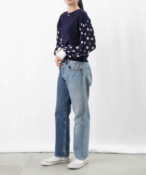 LUCA/LADY LUCK LUCA(ルカ/レディラックルカ)の「LC/LLL ドットドッキングニット/ドットシアースリーブニット(ニット/セーター・レディース・ネイビー/オフホワイト・FREE)」の16枚目の写真