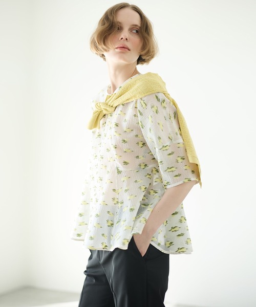 LE CIEL BLEU(ルシェルブルー)の「コンパクトニットカーディガン / Compact Knit Cardigan(カーディガン/ボレロ・レディース・ライトイエロー/ライトグレー/ブラック・36)」の3枚目の写真