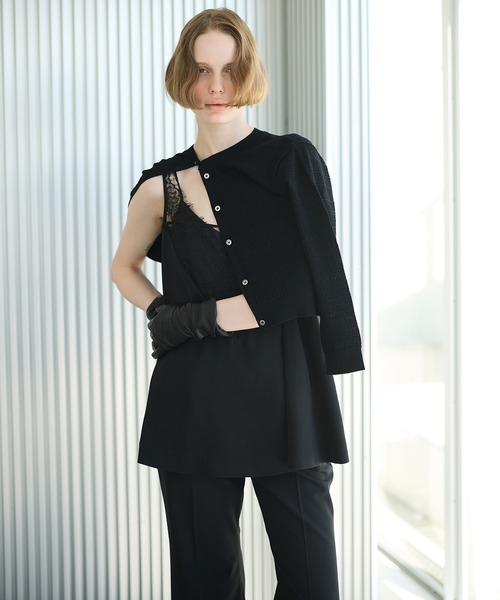 LE CIEL BLEU(ルシェルブルー)の「コンパクトニットカーディガン / Compact Knit Cardigan(カーディガン/ボレロ・レディース・ライトイエロー/ライトグレー/ブラック・36)」の2枚目の写真