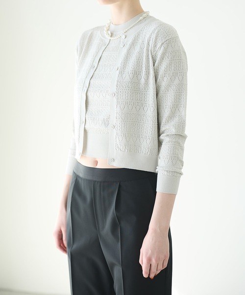LE CIEL BLEU(ルシェルブルー)の「コンパクトニットカーディガン / Compact Knit Cardigan(カーディガン/ボレロ・レディース・ライトイエロー/ライトグレー/ブラック・36)」の11枚目の写真