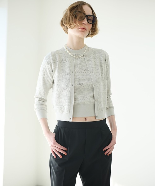 LE CIEL BLEU(ルシェルブルー)の「コンパクトニットカーディガン / Compact Knit Cardigan(カーディガン/ボレロ・レディース・ライトイエロー/ライトグレー/ブラック・36)」の8枚目の写真