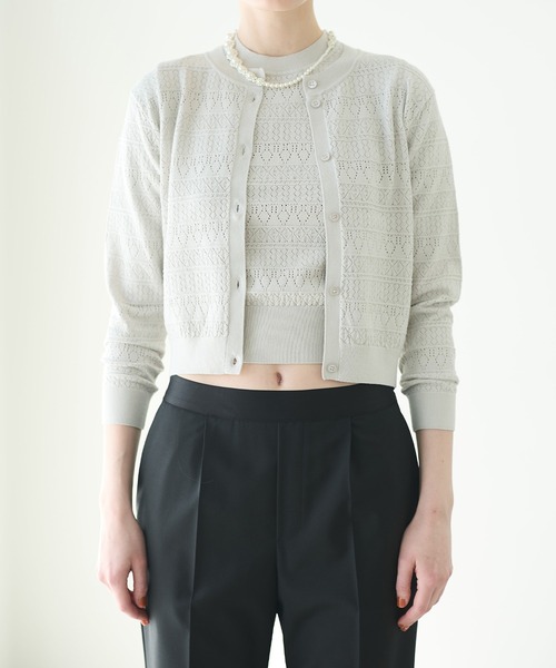 LE CIEL BLEU(ルシェルブルー)の「コンパクトニットカーディガン / Compact Knit Cardigan(カーディガン/ボレロ・レディース・ライトイエロー/ライトグレー/ブラック・36)」の10枚目の写真