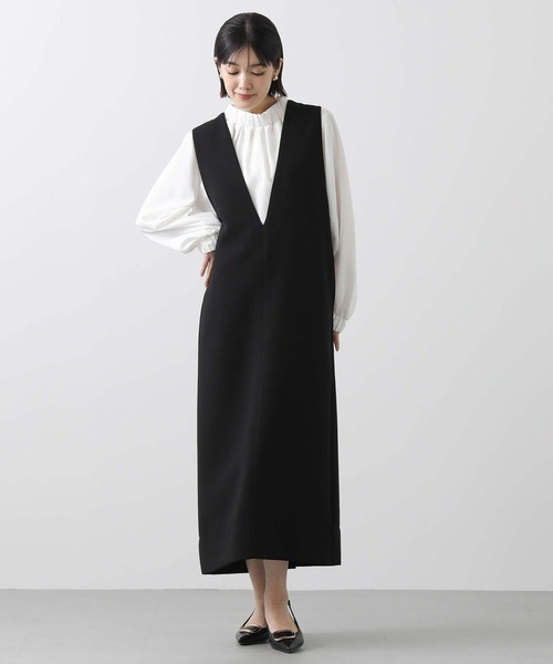 anana（アナナ）の「サイドパールＶネックジャンバースカート（ワンピース・レディース・ブラック・FREE）」の3枚目の写真