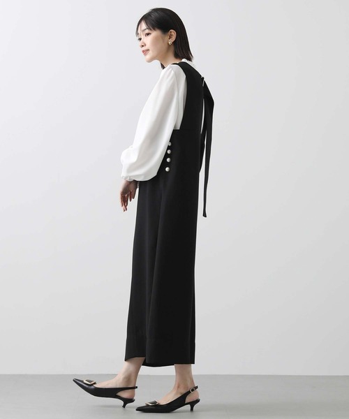 anana（アナナ）の「サイドパールＶネックジャンバースカート（ワンピース・レディース・ブラック・FREE）」の4枚目の写真