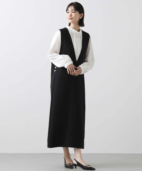 anana（アナナ）の「サイドパールＶネックジャンバースカート（ワンピース・レディース・ブラック・FREE）」の7枚目の写真